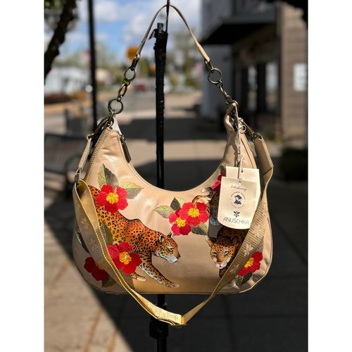 Anuschka tan leather floral - tan,